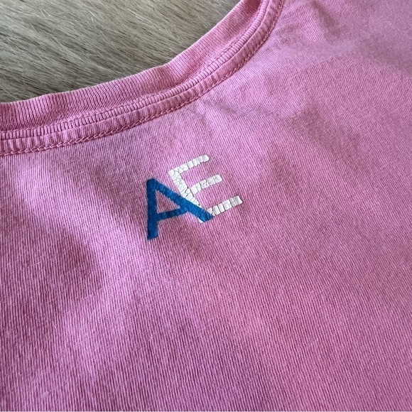 Vintage AMERICAN EAGLE Pink “On the Naughty List” S Baby Tee Y2K Short Sleeve - Picture 11 of 11